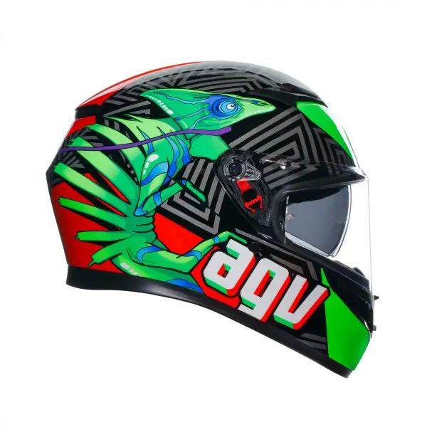 Casco integrale AGV K3  E2206 MPLK KAMALEON Nero Rosso Verde