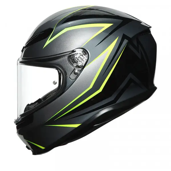 Casco integrale AGV K6 MPLK MULTI FLASH in fibra Grigio Nero Giallo Lime