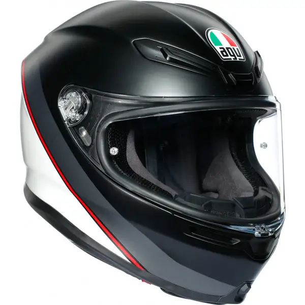 Casco integrale AGV K6 MPLK MULTI MINIMAL PURE Nero opaco Bianco Rosso