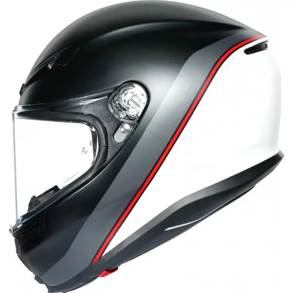 Casco integrale AGV K6 MPLK MULTI MINIMAL PURE Nero opaco Bianco Rosso