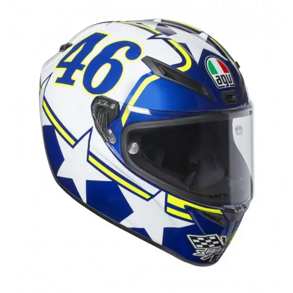 Casco integrale AGV VELOCE S E2205 TOP RANCH in fibra blu bianco giallo Pinlock