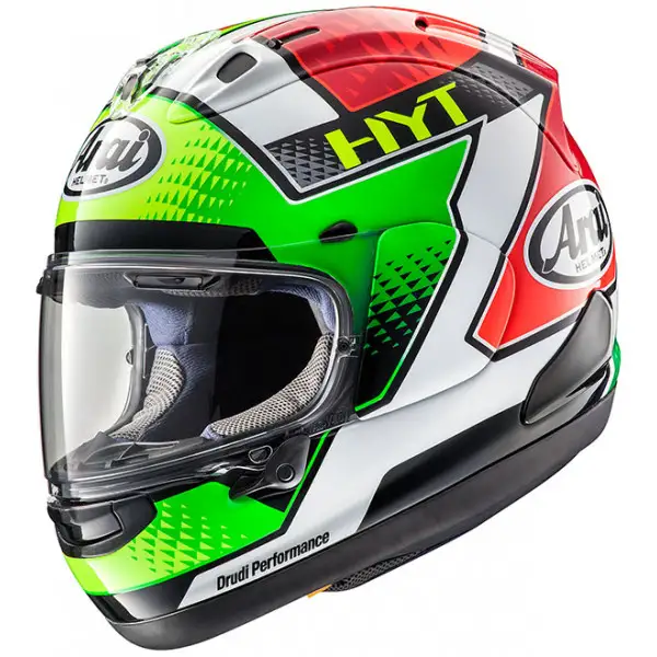 Casco integrale Arai RX-7 V DAVIDE GIUGLIANO in fibra Verde Bianco Rosso