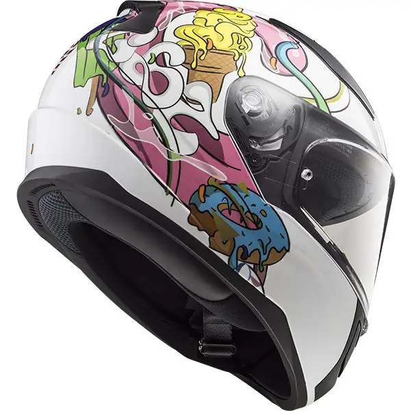 Casco integrale bambino LS2 FF353 RAPID MINI CRAZY POP Bianco Rosa