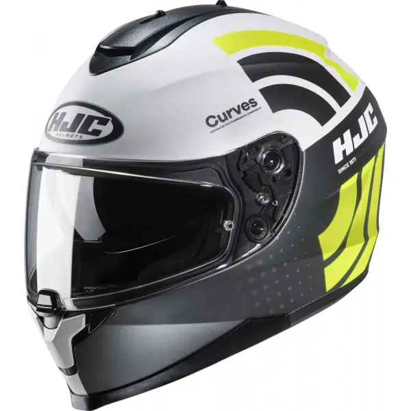 Casco integrale HJC C70 CURVES MC4HSF Bianco Nero Giallo