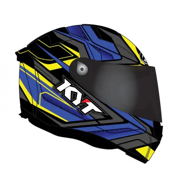 Casco integrale KYT Thunderflash Bolt in fibra blu giallo