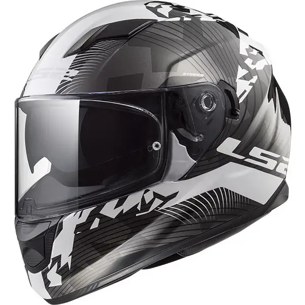 Casco integrale LS2 FF320 STREAM EVO HYPE in fibra Nero Bianco Titanio