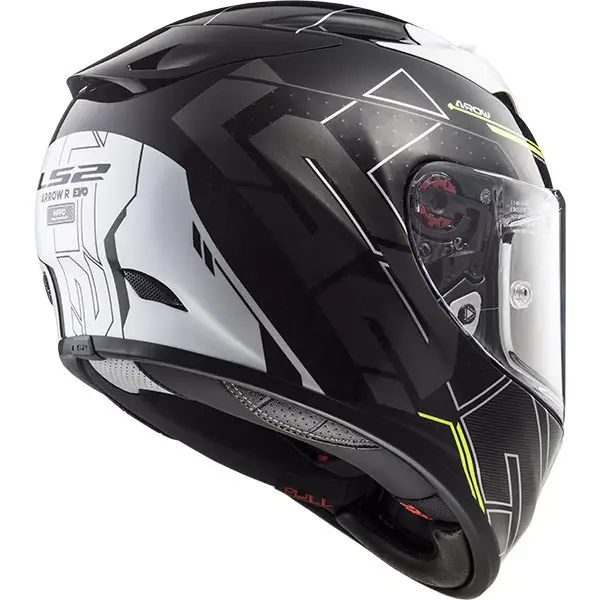 Casco integrale LS2 FF323 ARROW R EVO TECHNO in fibra Nero Bianco