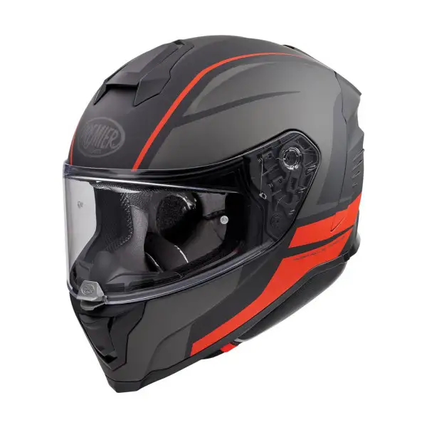 Casco integrale Premier HYPER in fibra DE17 BM Nero Grigio Rosso