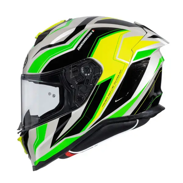 Casco integrale Premier HYPER in fibra RW6 Bianco Nero Verde Giallo
