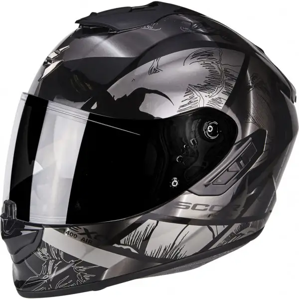 Casco integrale Scorpion EXO 1400 AIR PATCH in fibra Nero Argento