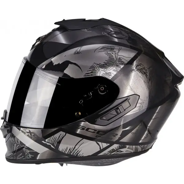 Casco integrale Scorpion EXO 1400 AIR PATCH in fibra Nero Argento