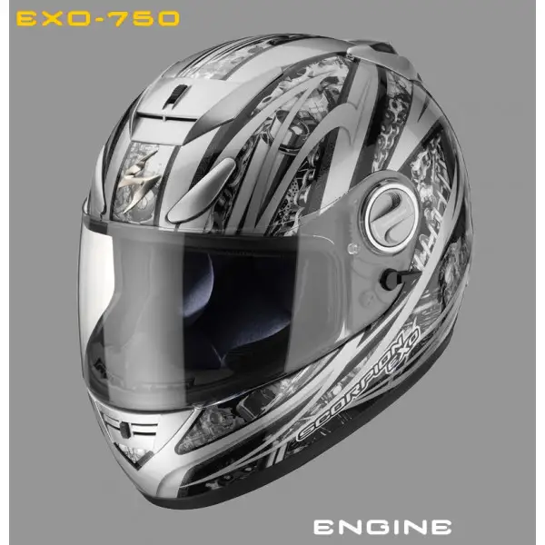 Casco integrale Scorpion EXO 750 Engine Grigio Bianco Nero