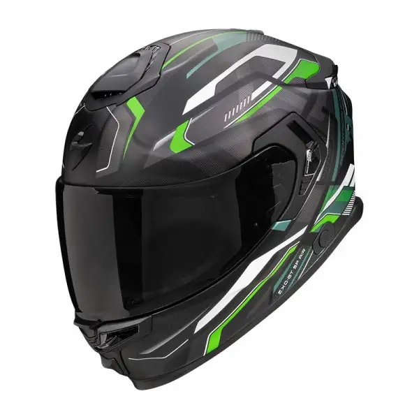Casco integrale Scorpion EXO GT SP AIR AUGUSTA in fibra Nero opaco Grigio Verde