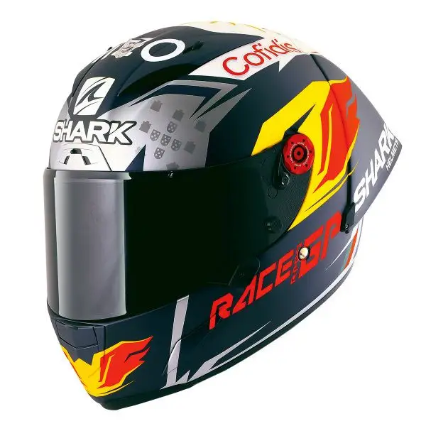 Casco integrale Shark RACE-R PRO GP 06 REPLICA MIGUEL OLIVIERA in carbonio Blu Rosso irridiscente