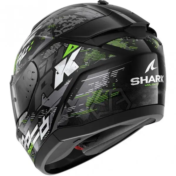 Casco integrale Shark RIDILL 2 MOLOKAI Nero Argento Verde
