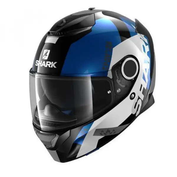 Casco integrale Shark Spartan Apics in fibra nero bianco blu