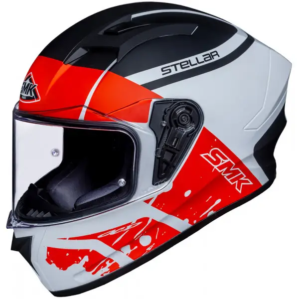 Casco integrale SMK Stellar SQAD Bianco Rosso Nero