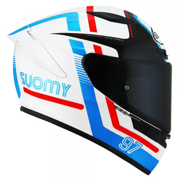 Casco integrale Suomy TRACK-1 NINETY SEVEN in fibra Bianco Rosso