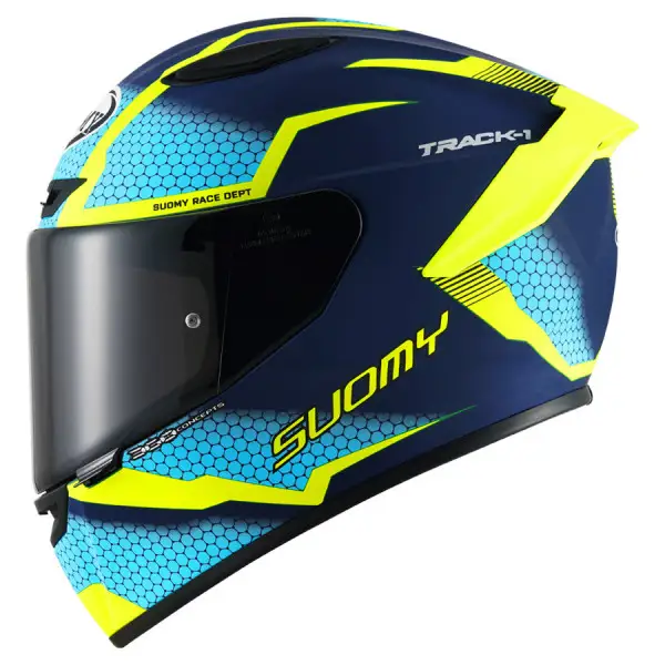 Casco integrale Suomy Track-1 REACTION MATT E06 Blu Giallo  in fibra