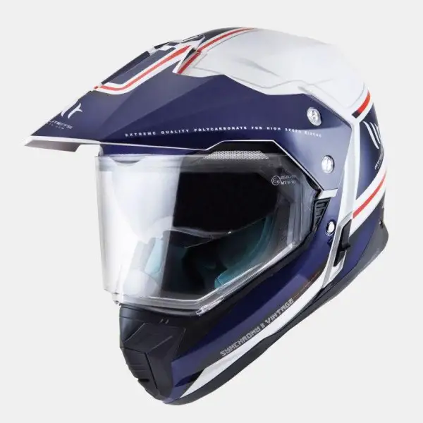 Casco integrale touring MT Helmets Synchrony Duosport Sv Vintage Bianco Blu Rosso Lucido