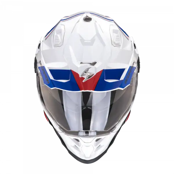 Casco integrale touring Scorpion ADF 9000 AIR DESERT in fibra Bianco Blu Rosso