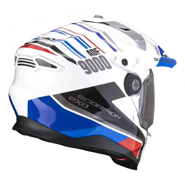 Casco integrale touring Scorpion ADF 9000 AIR DESERT in fibra Bianco Blu Rosso