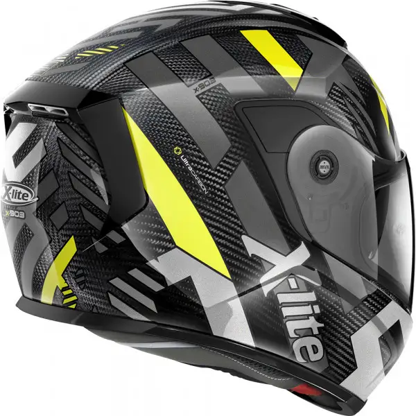 Casco integrale X-Lite X-903 Ultra Carbon CREEK N-COM in fibra Nero Carbon Bianco Giallo