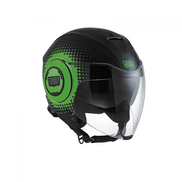 Casco jet Agv Fluid Multi Pix nero verde