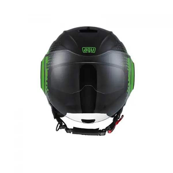 Casco jet Agv Fluid Multi Pix nero verde