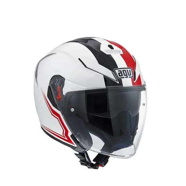 Casco jet Agv K-5 Jet Multi Brave bianco rosso