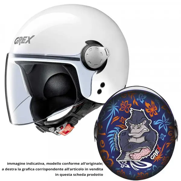 Casco jet bambino Grex G1.1 ARTWORK Gorilla Blu