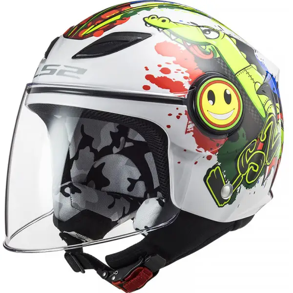 Casco jet bambino LS2 OF602 FUNNY CROCO Bianco