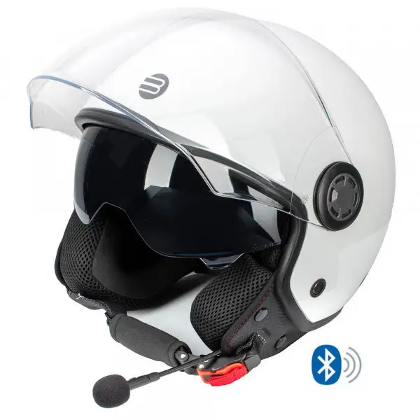 Casco jet Befast Rapid Connect III Bianco con interfono integrato