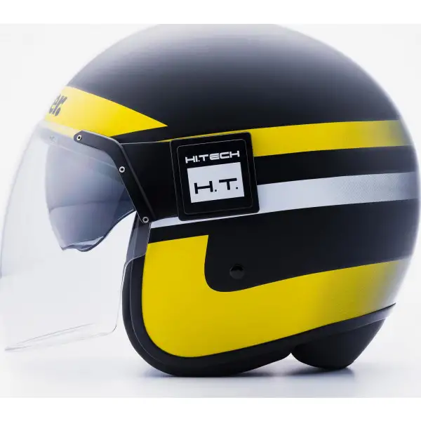 Casco jet Blauer POD STRIPES in fibra Nero Opaco Giallo Fluo