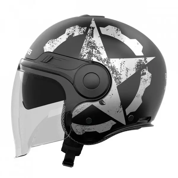 Casco jet Caberg Uptown Gear Nero Opaco Bianco