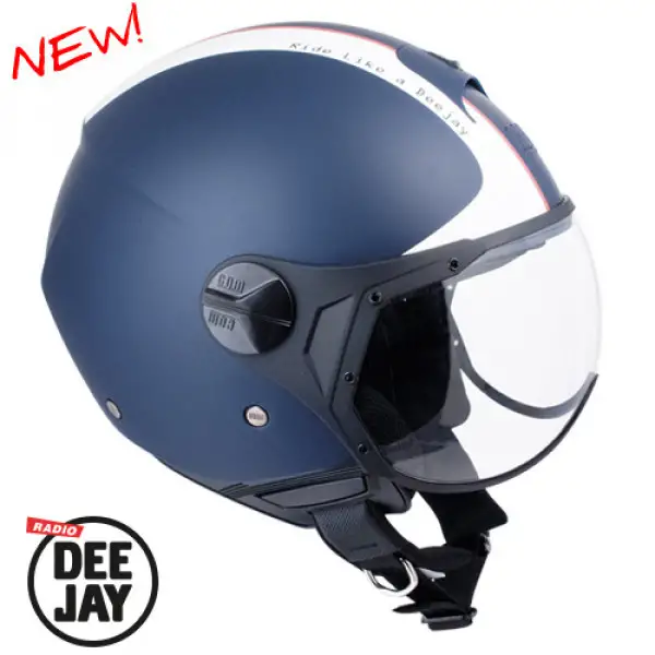 Casco jet CGM 107DJ1 Deejay visiera sagomata blu gommato