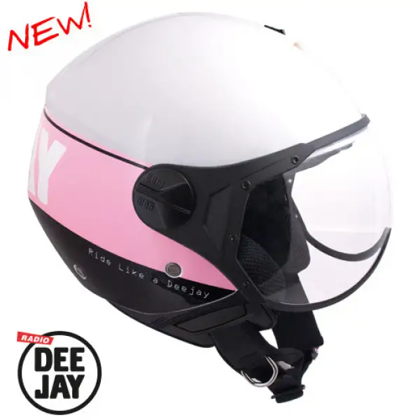 Casco jet CGM 107DJ3 Deejay visiera sagomata rosa metal