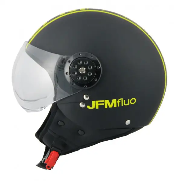 Casco jet JFM 400N Fashion Nero Opaco Giallo Fluo