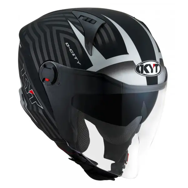 Casco jet Kyt D-CITY LUCENT Nero opaco Argento