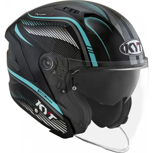 Casco jet kyt NF-J RADAR AQUA Blu