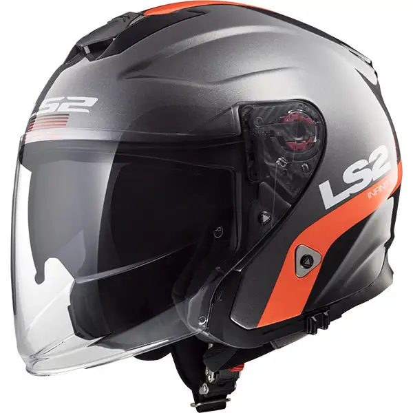 Casco jet LS2 OF521 INFINITY SMART in fibra Titanio Arancio opaco