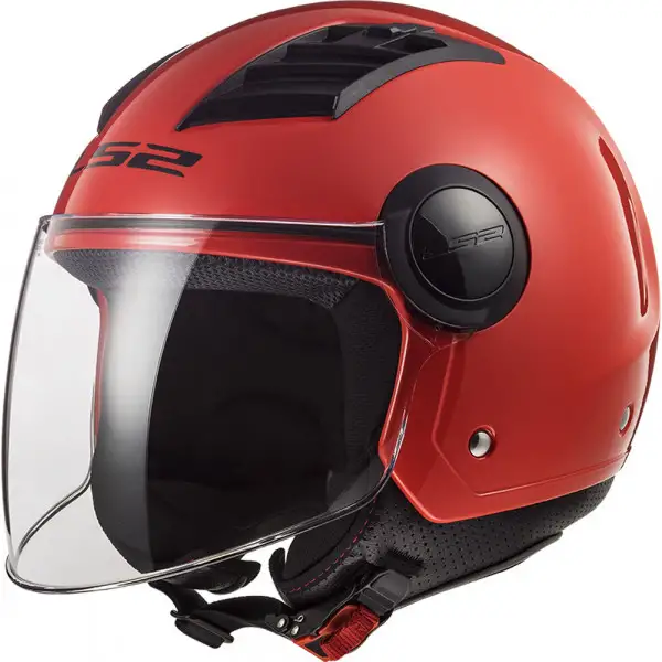 Casco jet LS2 OF562 AIRFLOW GLOSS Rosso Long