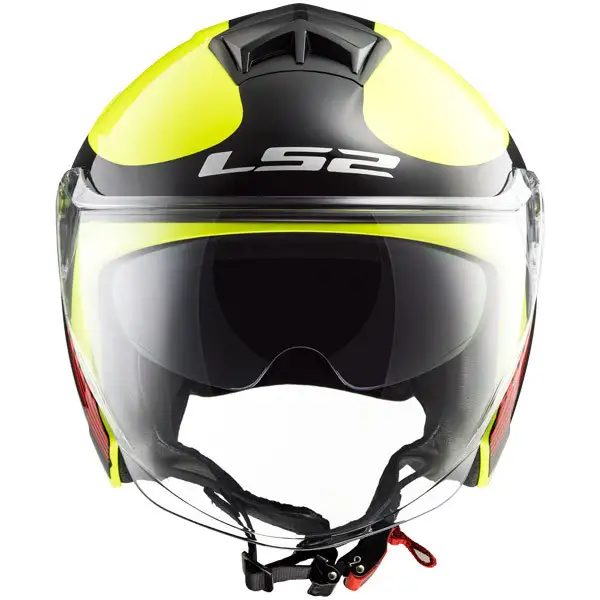 Casco jet LS2 OF573 TWISTER PLANE Giallo Nero Rosso