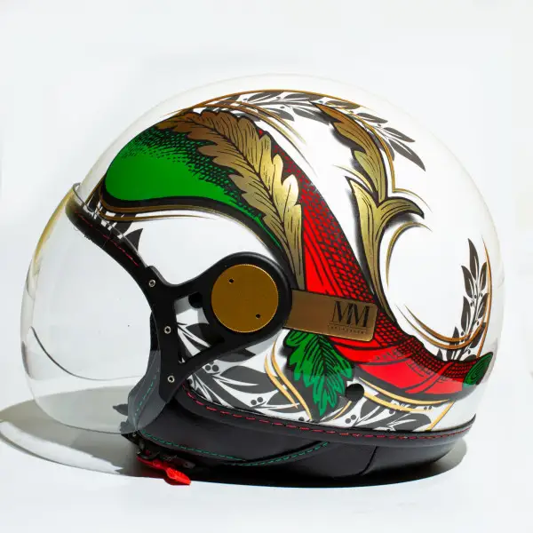 Casco jet MM Independent Asso di Bastoni Verde Bianco Rosso Oro