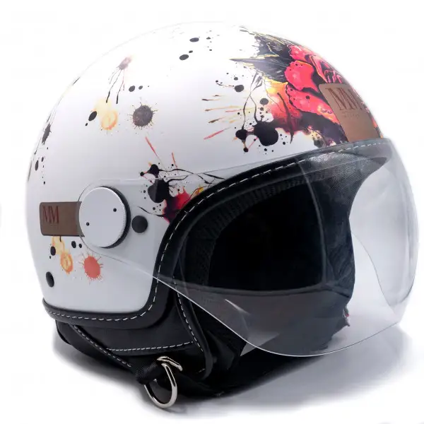 Casco jet MM Independent Tattoo Rose Bianco opaco