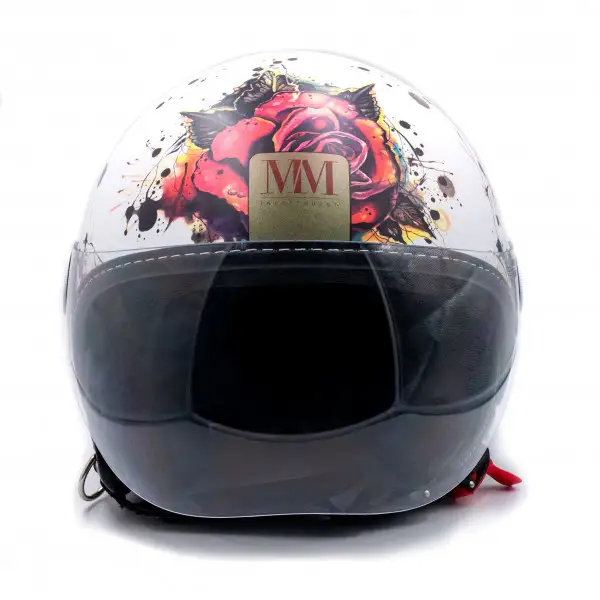 Casco jet MM Independent Tattoo Rose Bianco opaco