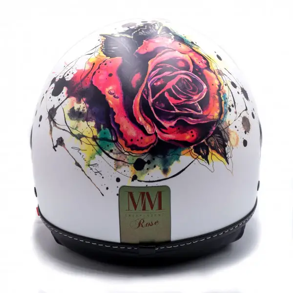 Casco jet MM Independent Tattoo Rose Bianco opaco