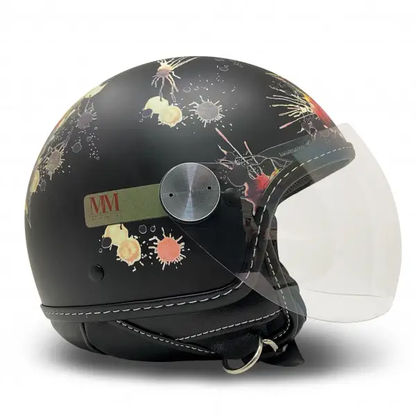 Casco jet MM Independent Tattoo Rose Nero opaco