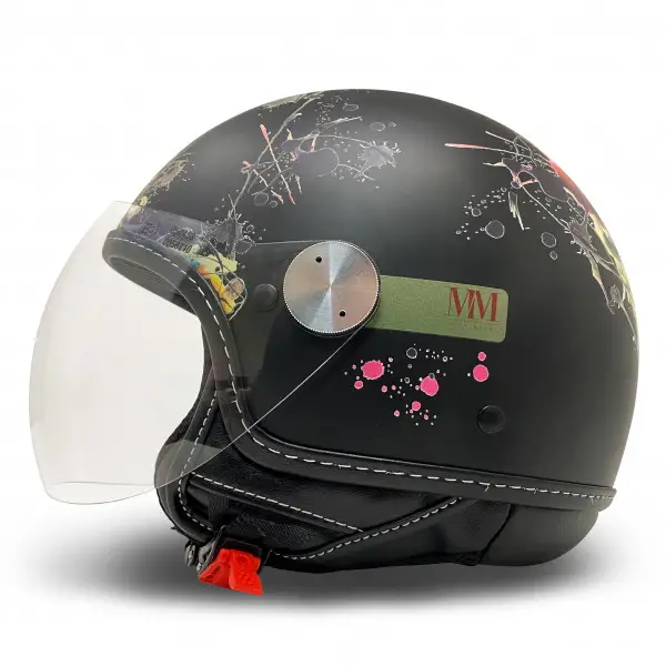 Casco jet MM Independent Tattoo Rose Nero opaco