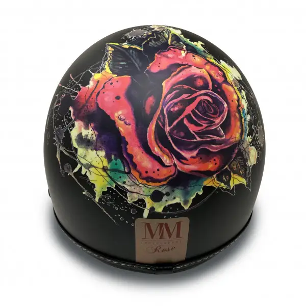 Casco jet MM Independent Tattoo Rose Nero opaco